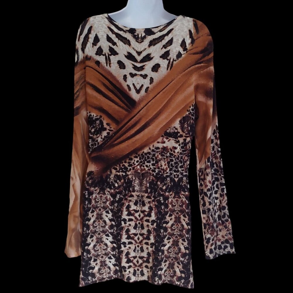 Alberto Makali Blingy Leopard Glam Mob Wife Clubwear Statement Dress M - Picture 3 of 15